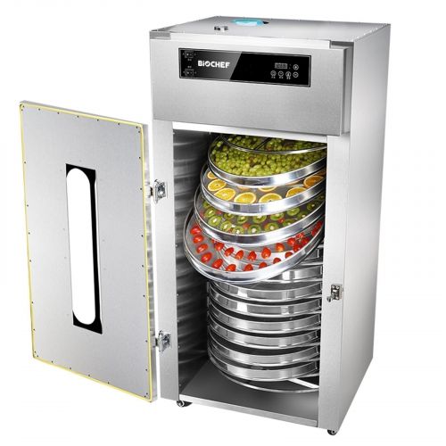 BioChef Commercial 15 Tray Rotating Food Dehydrator Open with Food